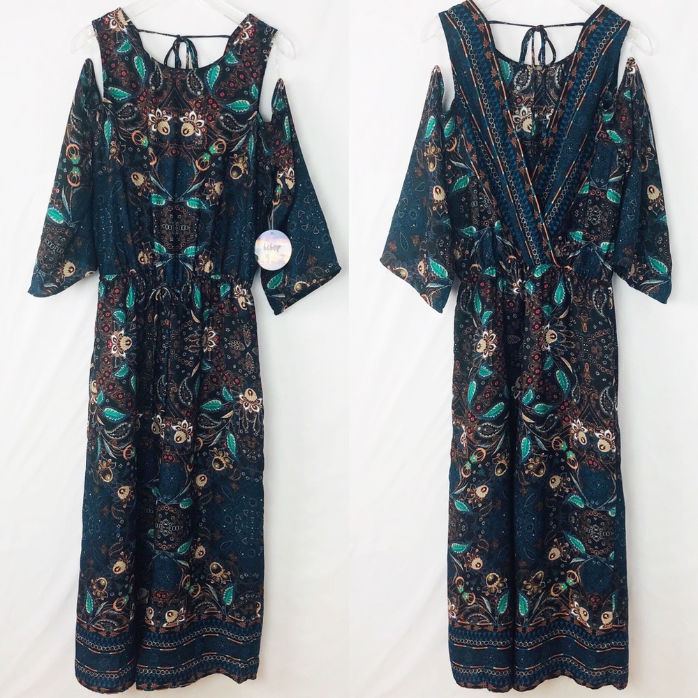 Bebop boho jumpsuit with cold shoulder NWT